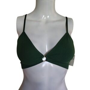 AERIE Bralette Woman's Small Green Seamless Ring‎ Plunge Ribbed Juniors